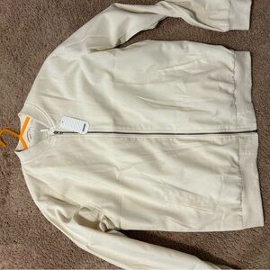 Men’s Cream, black, and olive Bomber Jacket